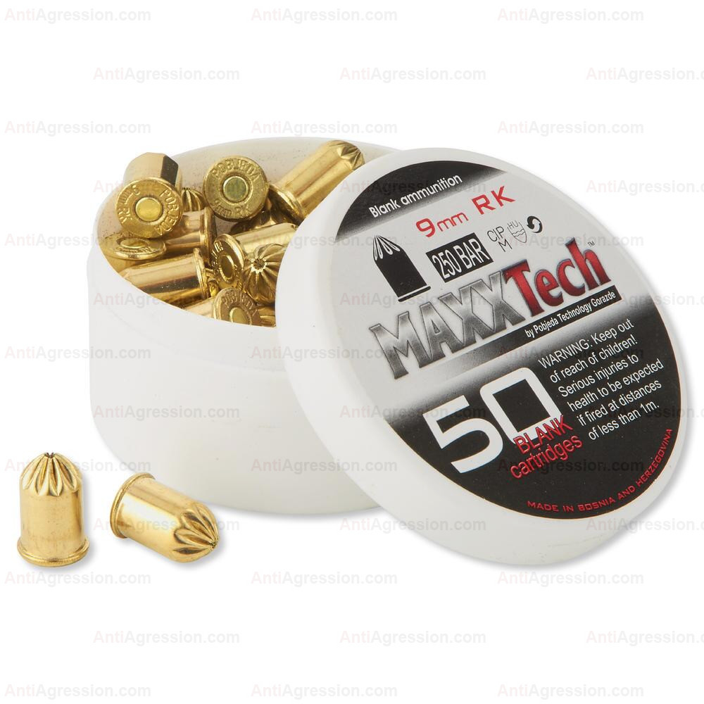 50 cartouches à blanc pour pistolet 9 mm - Armurerie Respect The Target SARL